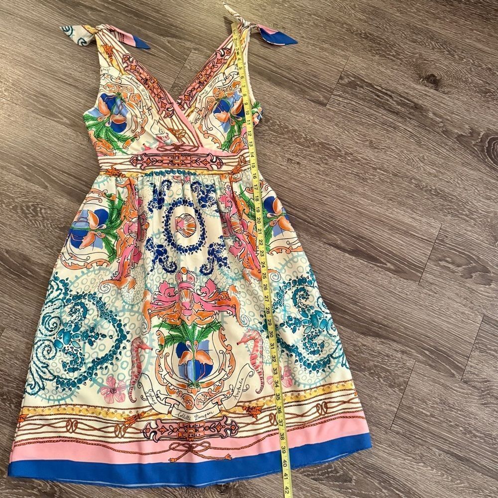 Anthropologie Multicolor Floral Medallion Print Tie-Shoulder Dress - Picture 7 of 10
